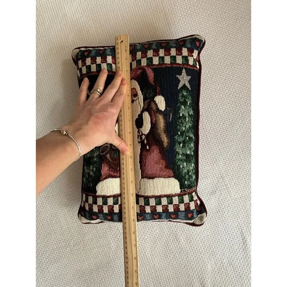 Vintage 15 inch needlepoint pillow Christmas tree Santa gorgeous Y2K 90s Nostalg